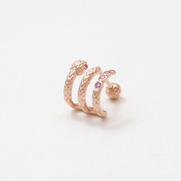 Pink Sapphire Snake Hoop Ear Piercing