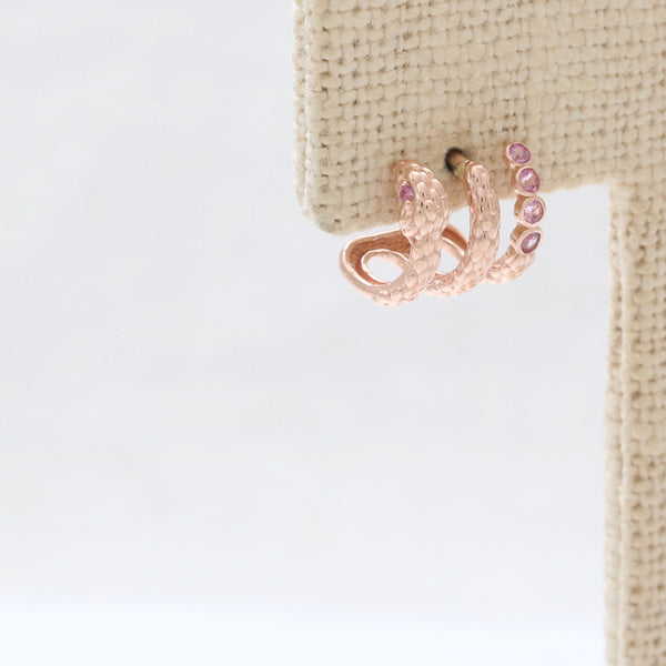 Pink Sapphire Snake Hoop Ear Piercing