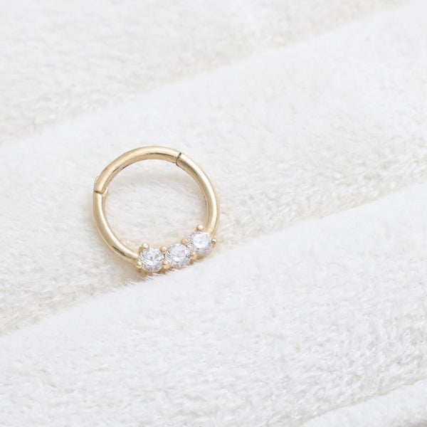 Triple Genuine Diamond Daith Clicker