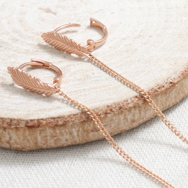 Feather & Chain Drop Earrings