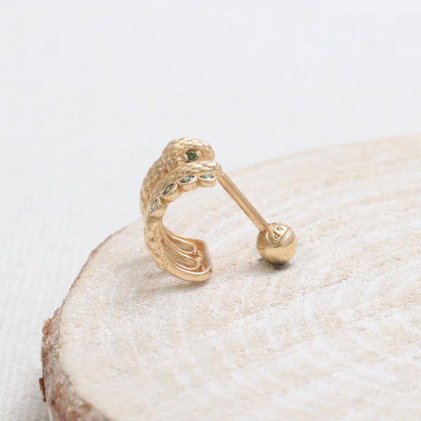 Green Diamond Snake Hoop Ear Piercing