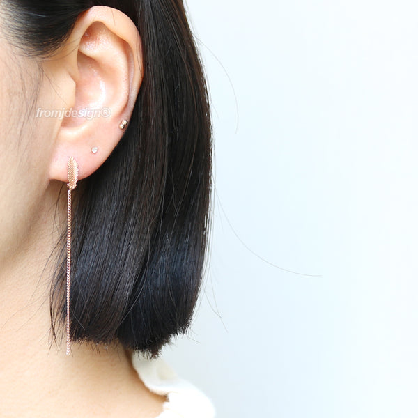 Feather & Chain Drop Earrings