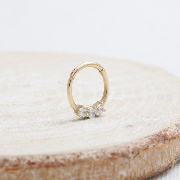 Triple Moissanite Daith Clicker