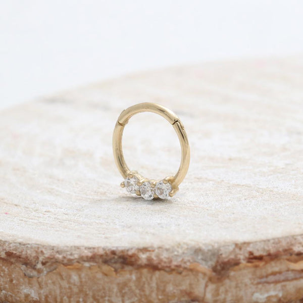 Triple Moissanite Daith Clicker