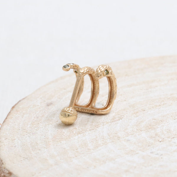 Green Diamond Snake Hoop Ear Piercing