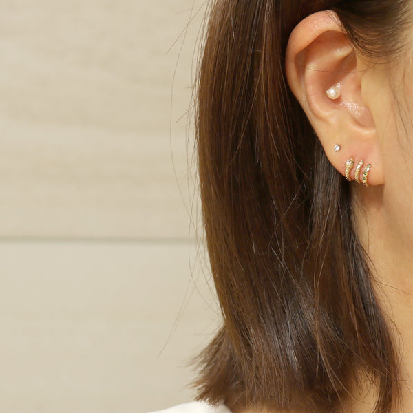 Green Diamond Snake Hoop Ear Piercing