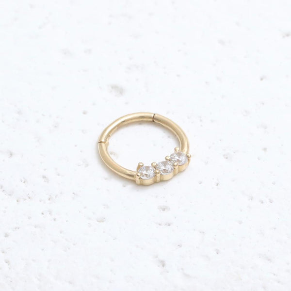 Triple Moissanite Daith Clicker