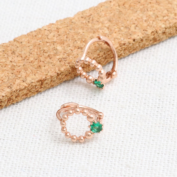 Green CZ Bubbles Circle Earrings