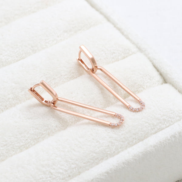 CZ Open Square Drop Earrings