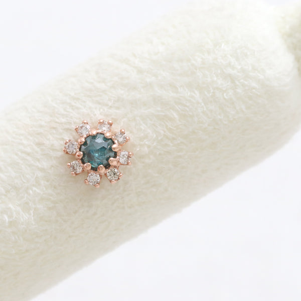 Blue Diamond Halo Flower Piercing
