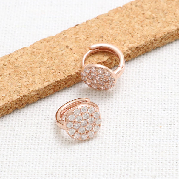 CZ Pave Circle Huggie Earrings