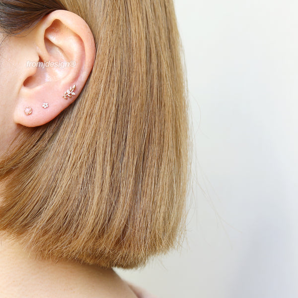 Genuine Diamond Leaf Ear Piercing