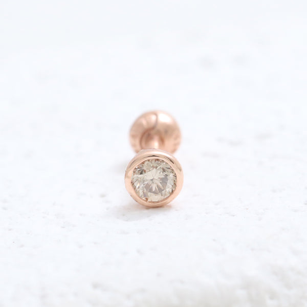 0.1ct Cognac Diamond Bezel Piercing