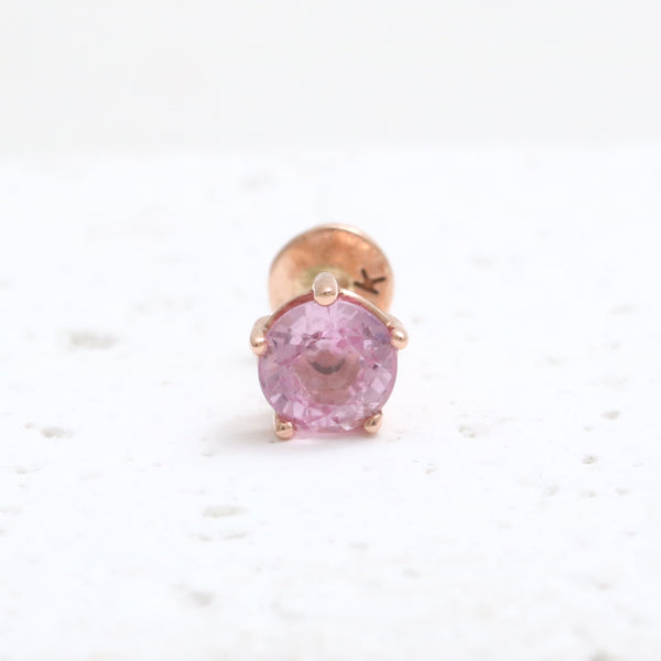 4mm Pink Sapphire 5 Prongs Labret