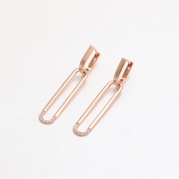 CZ Open Square Drop Earrings