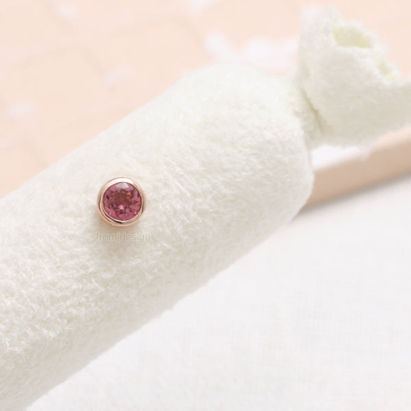 3.5mm Pink Tourmaline Bezel Piercing