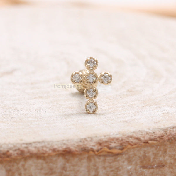 Diamond Cross Ear Piercing