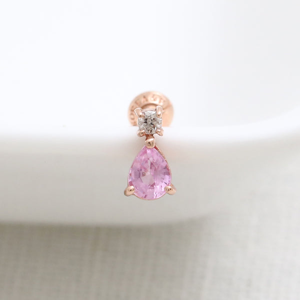 Teardrop Pink Sapphire Piercing