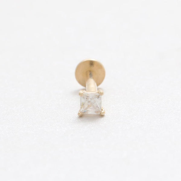 Princess Cut Diamond Prongs Labret