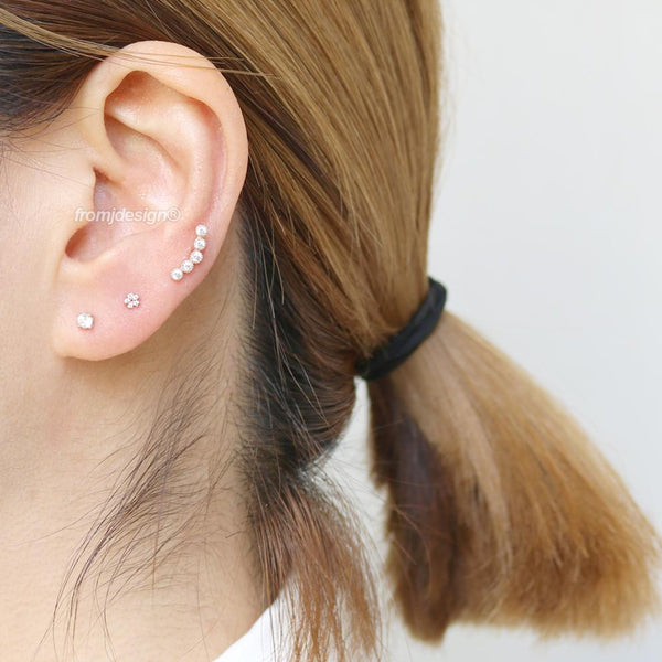 Five CZ Curved Ear Piercing