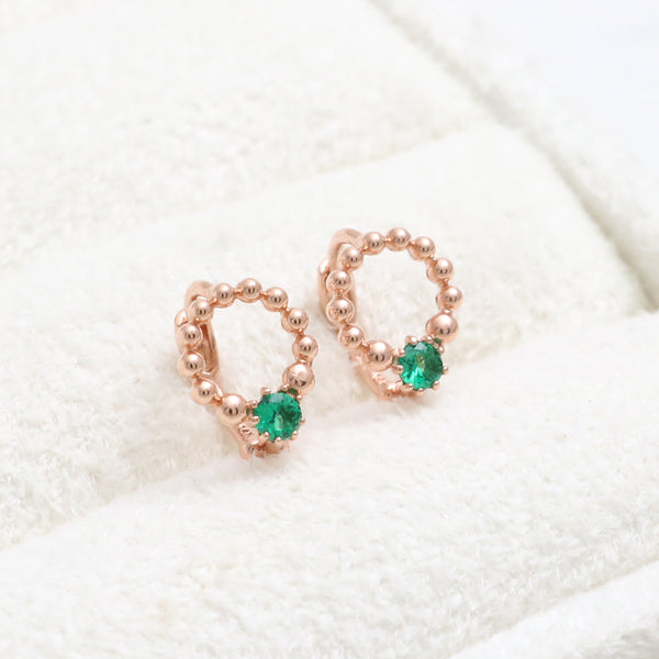 Green CZ Bubbles Circle Earrings