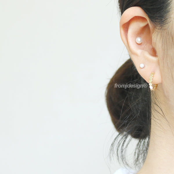 Hexagon Huggie Earrings