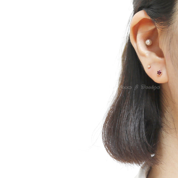 Ruby Flower Ear Piercing