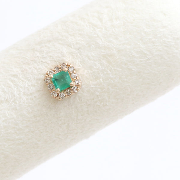 Square Cut Emerald Halo Piercing