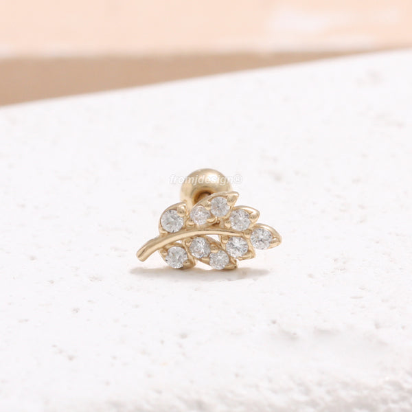 CZ Pave Leaf Ear Piercing