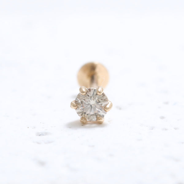 0.1ct Cognac Diamond 6 Prongs Labret