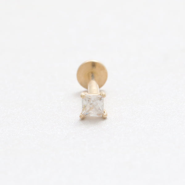 Tiny Princess Cut CZ Prongs Labret