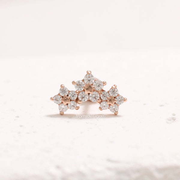 CZ Triple Flower Ear Piercing