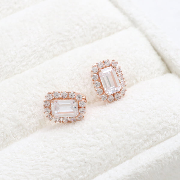 Emerald Cut CZ Huggie Earrings