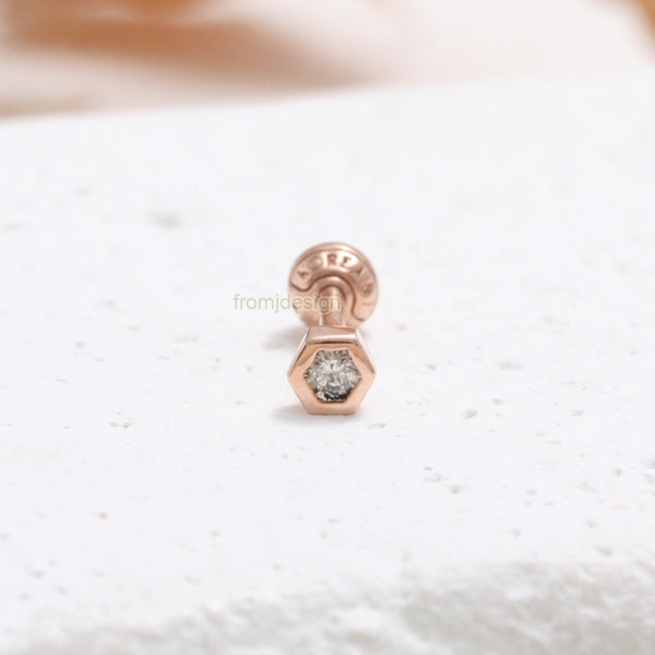 Cognac Diamond Tiny Hexagon Piercing