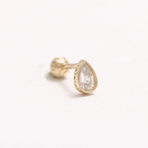 Teardrop Milgrain CZ Ear Piercing