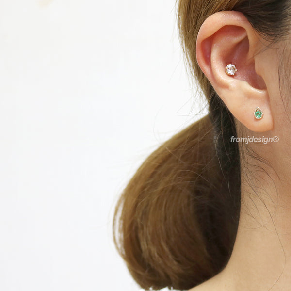 Emerald Teardrop Ear Piercing