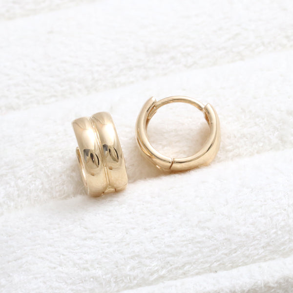 Chunky Double Line Huggie Earrings