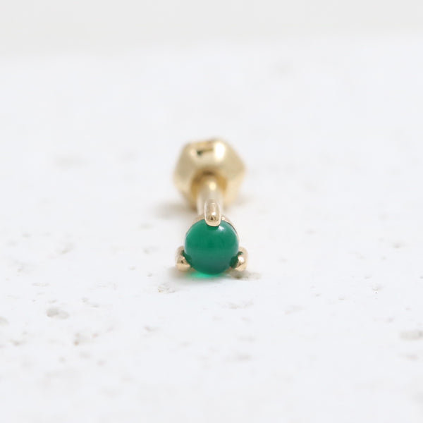 Tiny Green Onyx 3 Prongs Piercing