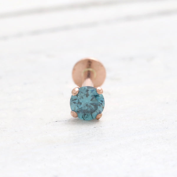 0.1ct Blue Diamond 4 Prongs Labret