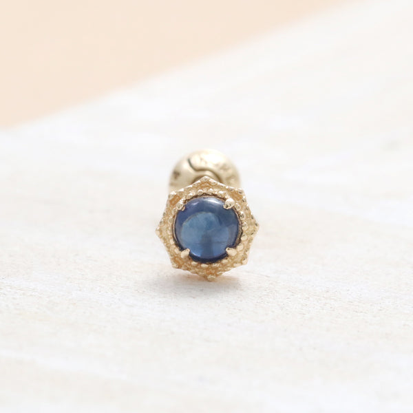 Blue Sapphire Octagon Ear Piercing