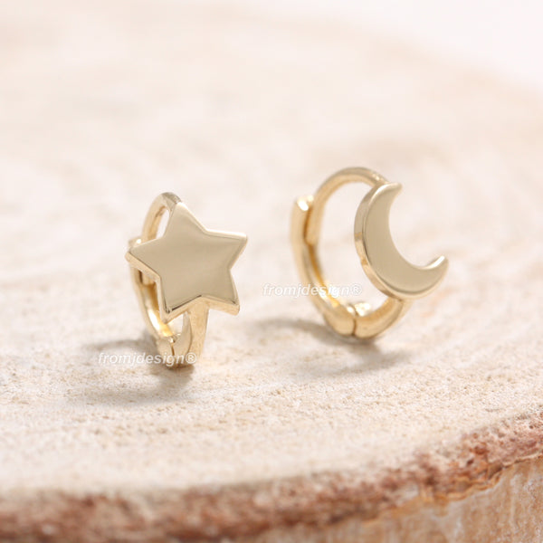 Star & Crescent Huggie Earrings