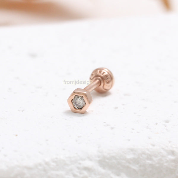 Cognac Diamond Tiny Hexagon Piercing