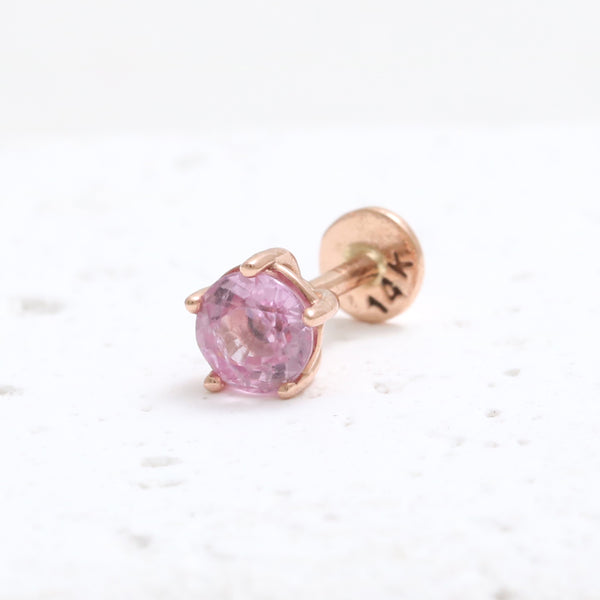 4mm Pink Sapphire 5 Prongs Labret