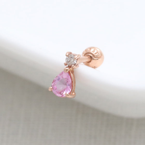 Teardrop Pink Sapphire Piercing