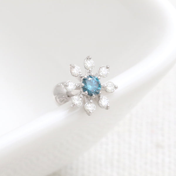 Blue Diamond Accent Flower Piercing
