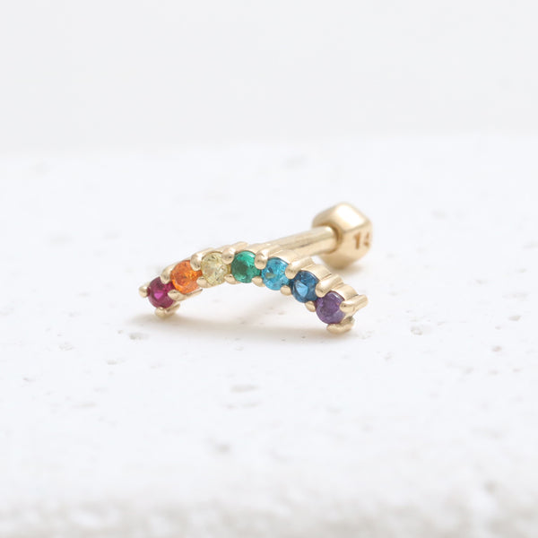 Rainbow CZ Curved Small Stick Piercing