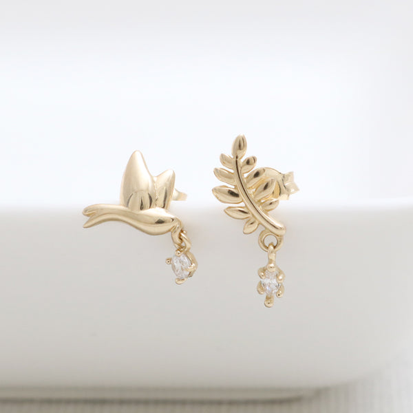 Bird & Laurel Tree Branch Earrings