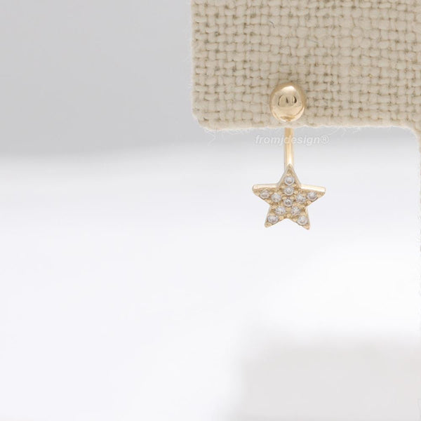 CZ Pave Star & Ball Curved Piercing