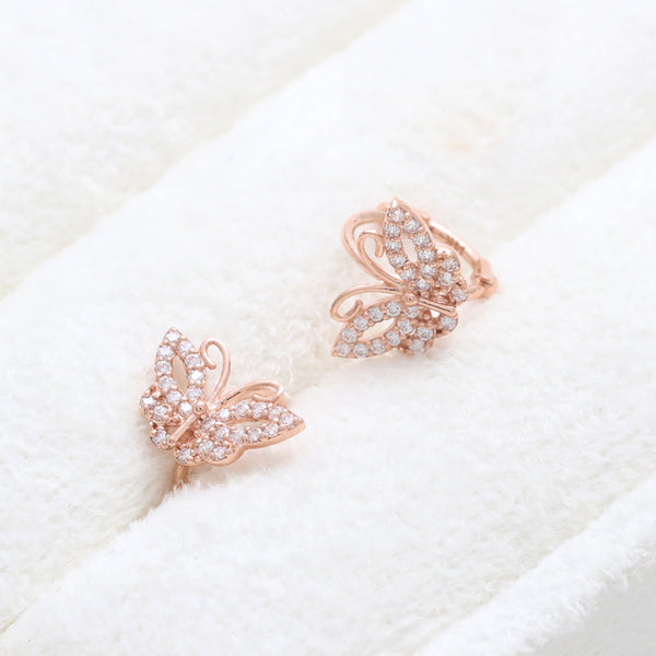 CZ Pave Butterfly Huggie Earrings