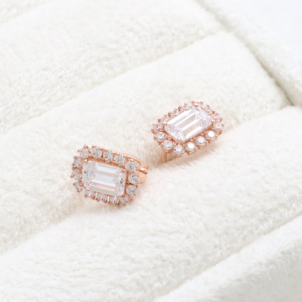 Emerald Cut CZ Huggie Earrings